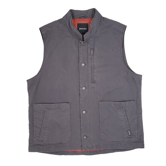 PrAna Mens Trembly Canvas Chore Vest Quilted Gray XXL Workwear Barn Coat Gorp - Picture 1 of 13